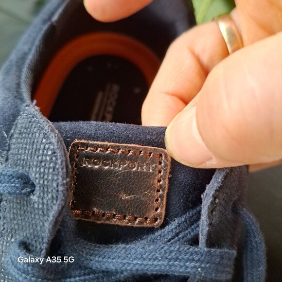 Rockport Women's 9XW Navy Blue Leather Sneakers Wide Fit Gold Glittery Comfort - Picture 5 of 14